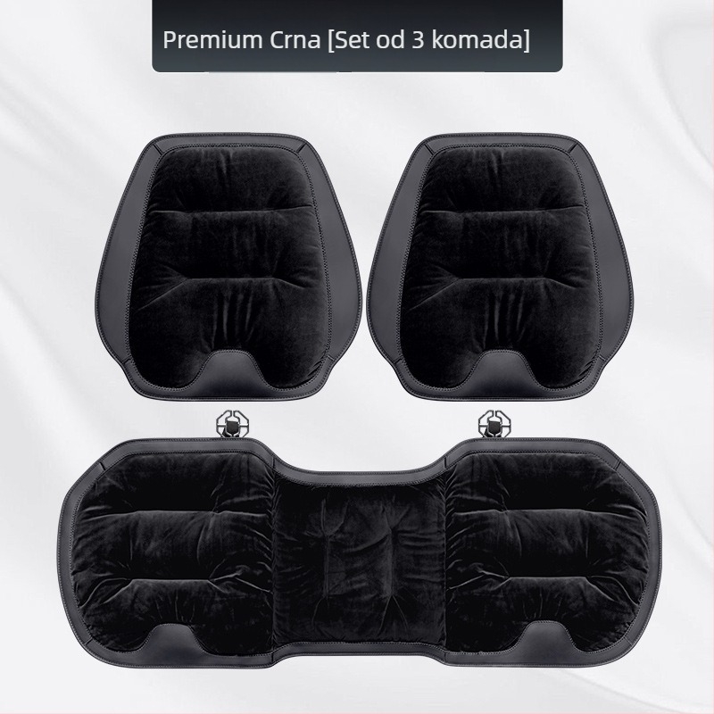 Premium flanelni zimski plišani jastuk za auto sjedalo — integrirano stražnje naslonsko, naslon na jedan komad, sedmerodijelni set