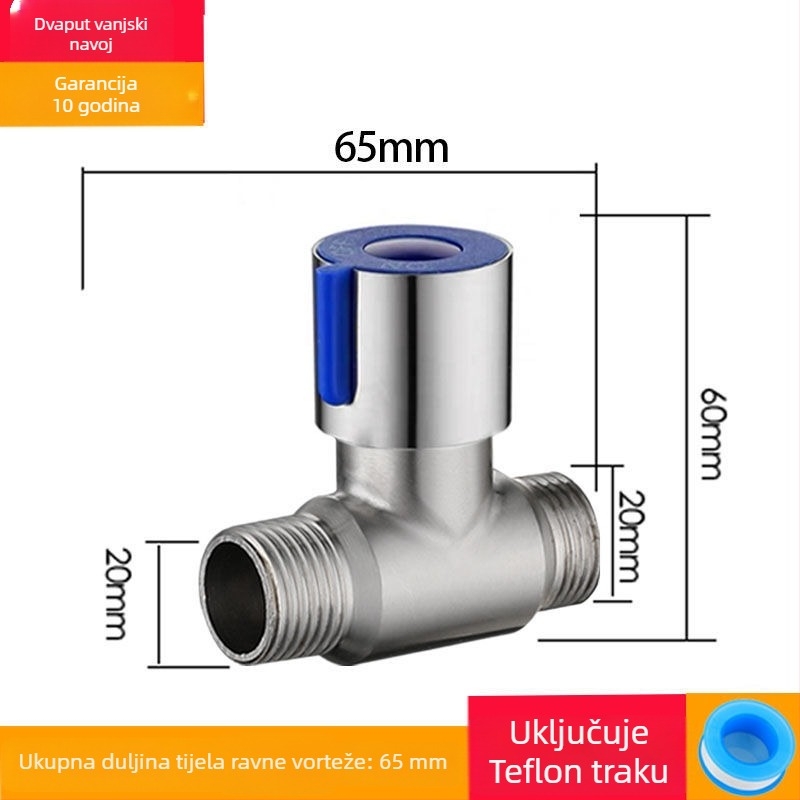 Trojputni ventil od nehrđajućeg čelika s navojnim priključkom, radni tlak 1,6 MPa, model 25710