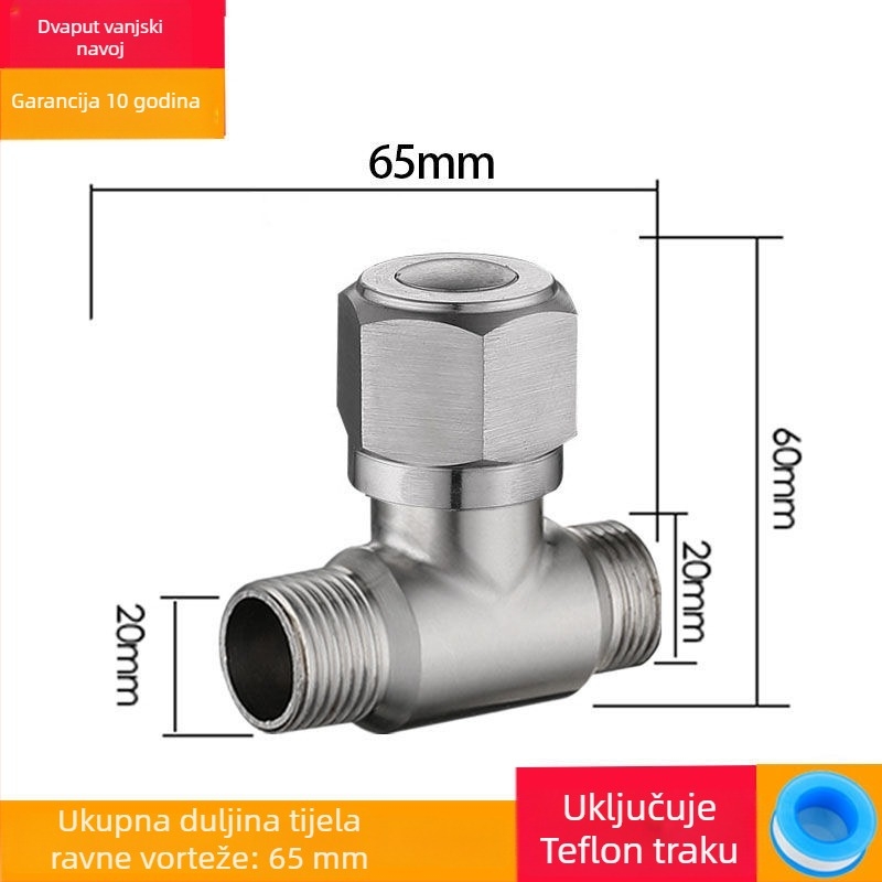 Trojputni ventil od nehrđajućeg čelika s navojnim priključkom, radni tlak 1,6 MPa, model 25710