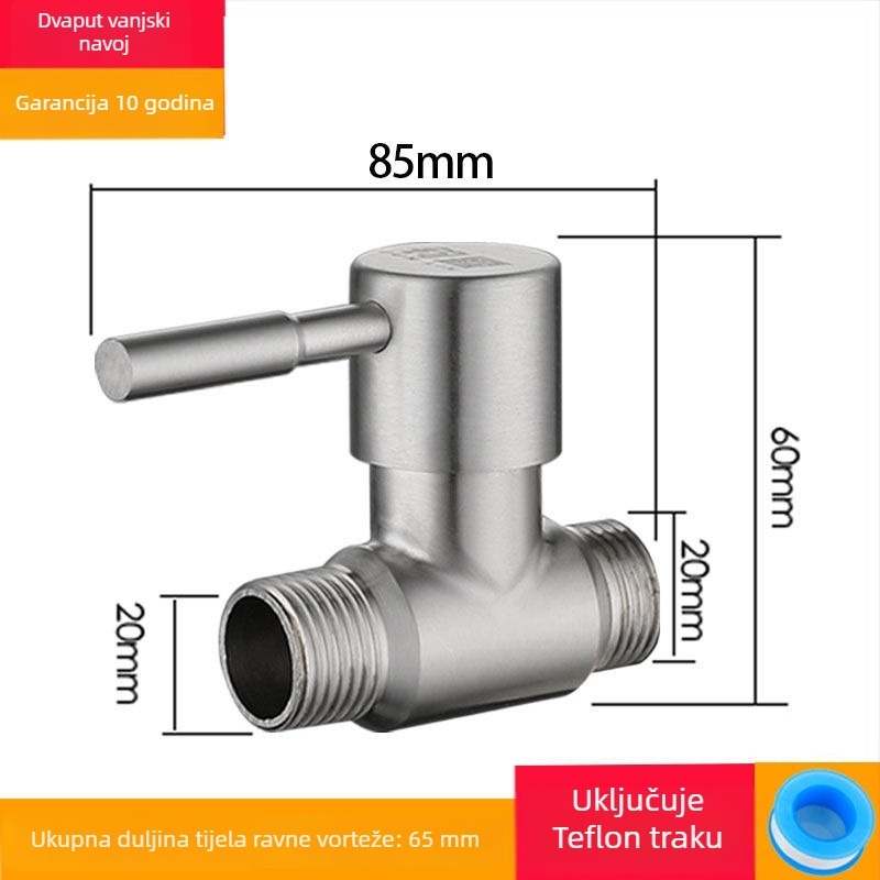 Trojputni ventil od nehrđajućeg čelika s navojnim priključkom, radni tlak 1,6 MPa, model 25710