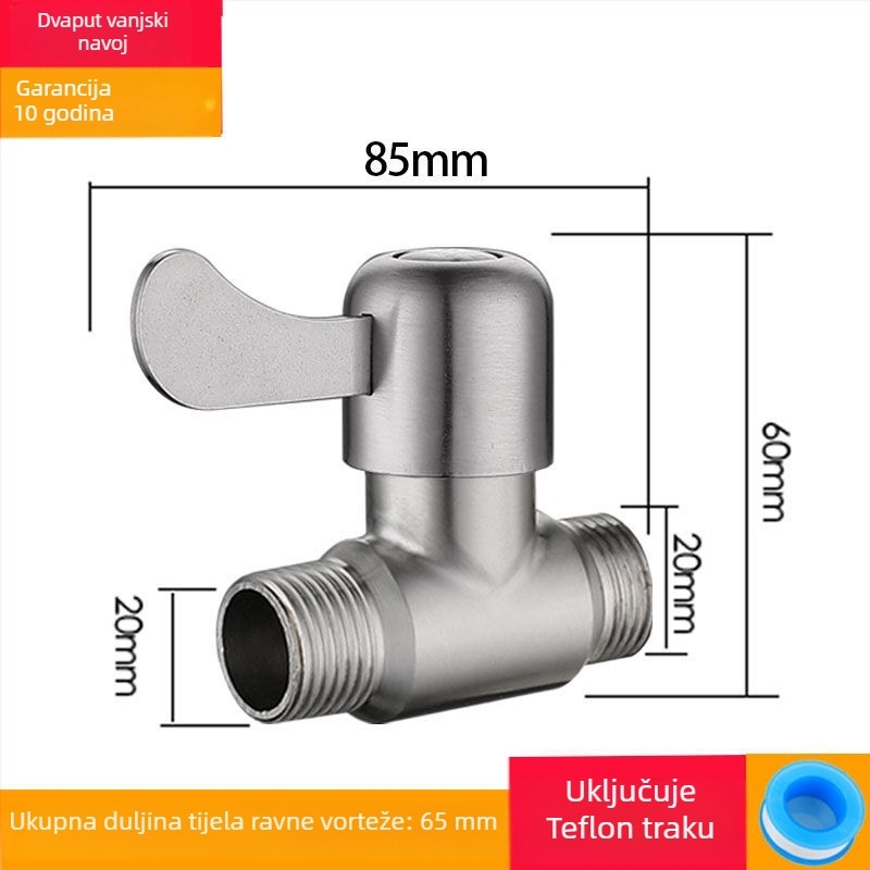 Trojputni ventil od nehrđajućeg čelika s navojnim priključkom, radni tlak 1,6 MPa, model 25710