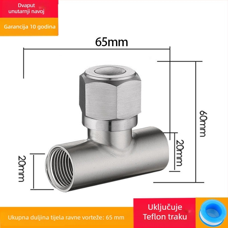 Trojputni ventil od nehrđajućeg čelika s navojnim priključkom, radni tlak 1,6 MPa, model 25710