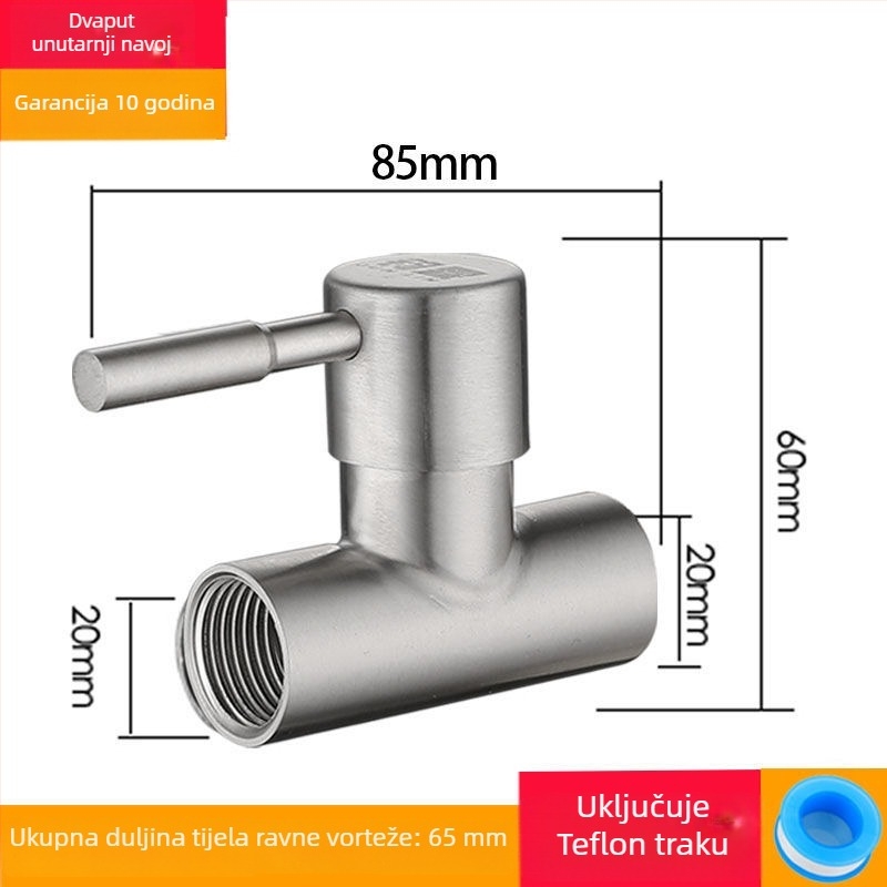 Trojputni ventil od nehrđajućeg čelika s navojnim priključkom, radni tlak 1,6 MPa, model 25710