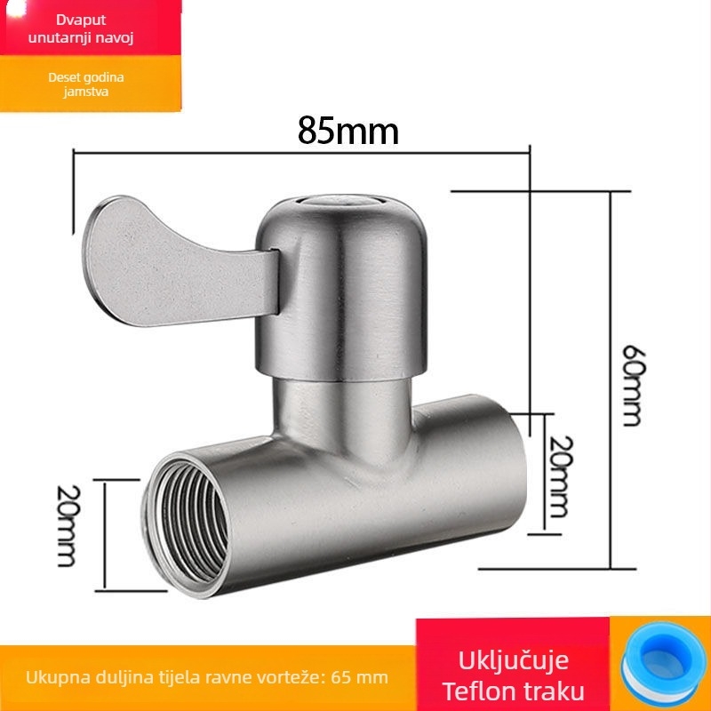 Trojputni ventil od nehrđajućeg čelika s navojnim priključkom, radni tlak 1,6 MPa, model 25710