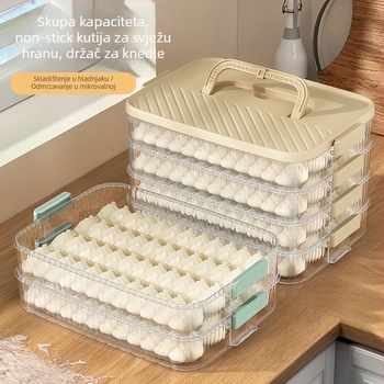 Kutija za zamrzavanje knedli, višeslojna, velika kapaciteta, plastika za hranu, prenosna, s hermetičnim zatvaranjem