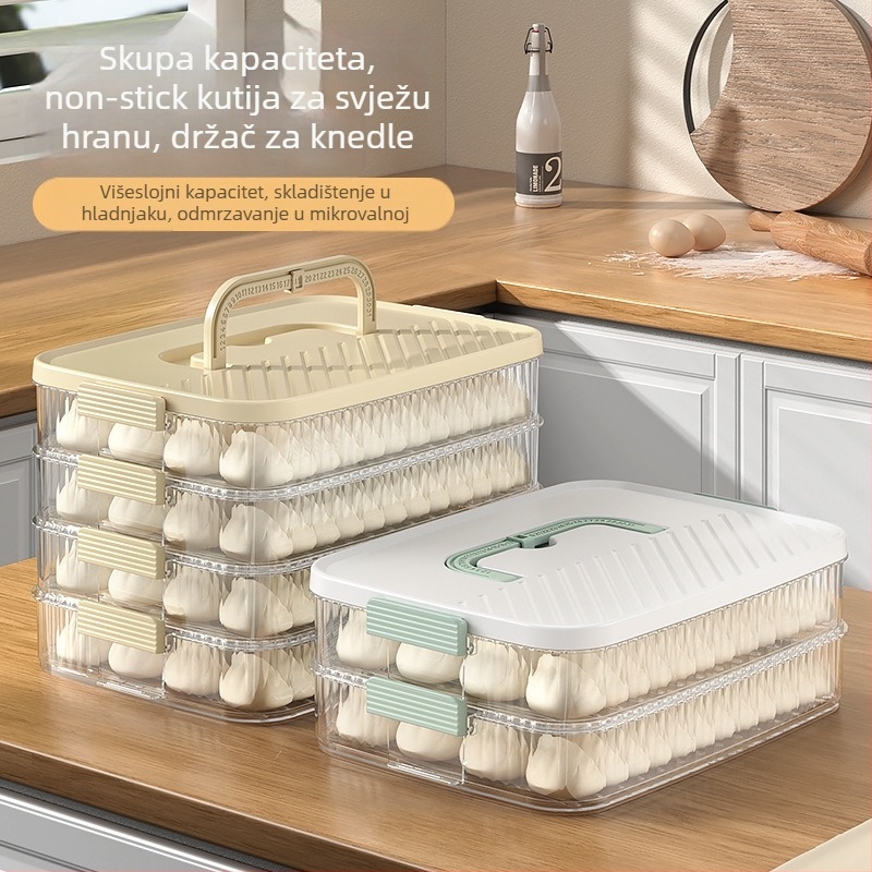 Kutija za zamrzavanje knedli, višeslojna, velika kapaciteta, plastika za hranu, prenosna, s hermetičnim zatvaranjem
