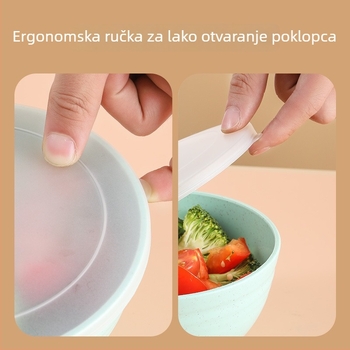 Trodijelni set posuda za čuvanje svježine sa zatvorenim poklopcima, zdjele za salatu za skladištenje u hladnjaku, plastične, otporne na padove
