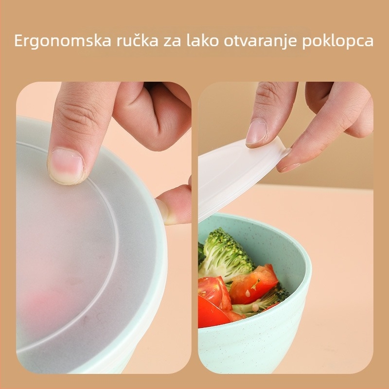 Trodijelni set posuda za čuvanje svježine sa zatvorenim poklopcima, zdjele za salatu za skladištenje u hladnjaku, plastične, otporne na padove