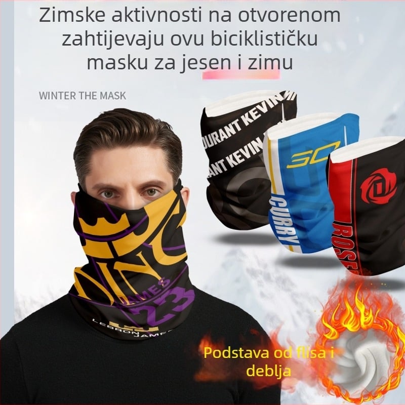 Maska za lice sa flisom za košarkaške navijače, De Velvet materijal, bez logotipa, pogodna za biciklizam, zimske sportove, planinarenje i ribolov