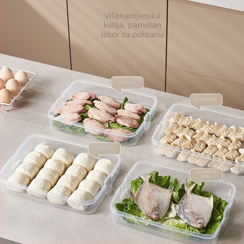 Kutija za skladištenje knedli i wontona, Plastika hrane kvalitete, Jednostavan stil, Pakiranje niskog tlaka, Opcije težine 218 g / 336 g / 456 g / 576 g