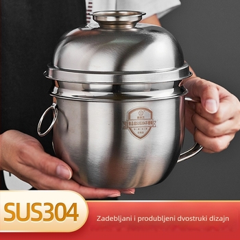 Kutija za ručak od 304 nehrđajućeg čelika, tri sloja, okrugla, s poklopcem