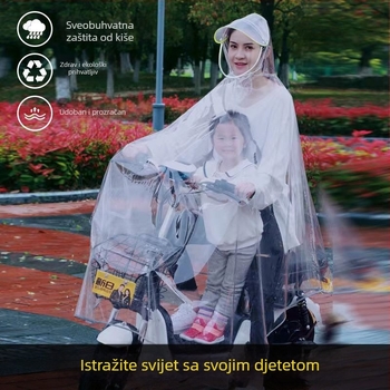Pončo za bicikl - prozirno PVC, vodootporan PU sloj, višekratna uporaba, za jednu osobu, s logotipom