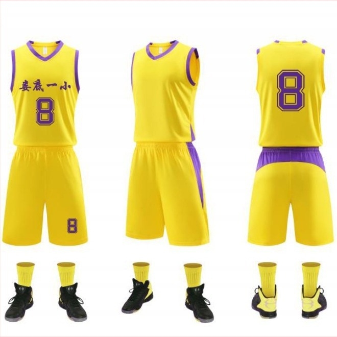 Unisex mladež košarkaška uniforma s prilagođenom otiskom, 100% poliester, brzo se suši i prozračna