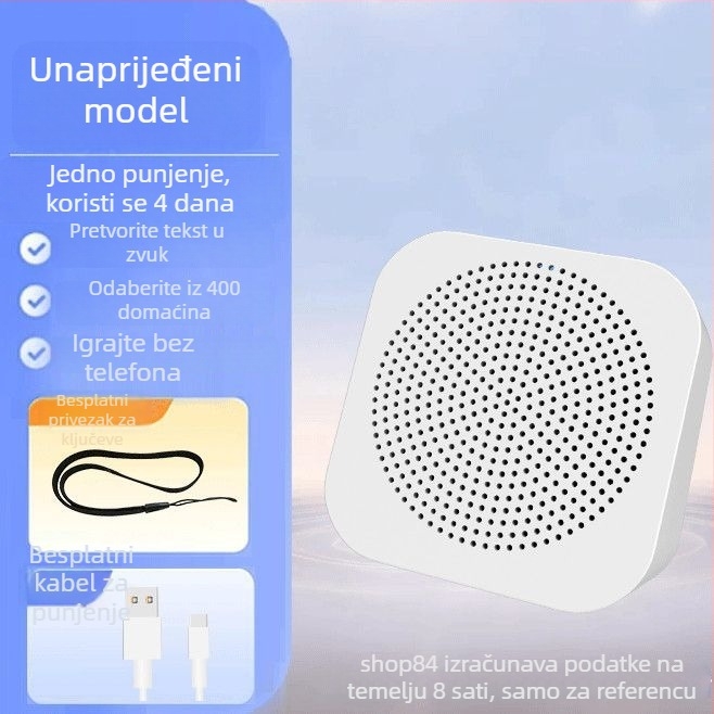 Bluetooth zvučnik za reklame s glasovnim porukama (5W, BT 5.2, 2000–4000mAh, 100 Hz–20 kHz, SNR ≥70 dB)