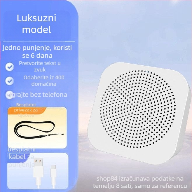 Bluetooth zvučnik za reklame s glasovnim porukama (5W, BT 5.2, 2000–4000mAh, 100 Hz–20 kHz, SNR ≥70 dB)