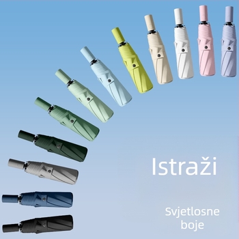 3-segmentni automatski kišobran za odrasle, UV zaštita UPF>50, čelični okvir s 8 rebara, mogućnost tiska logotipa