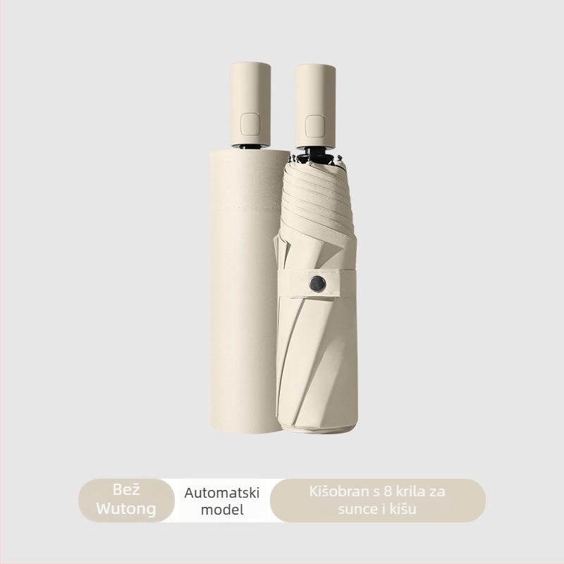 3-segmentni automatski kišobran za odrasle, UV zaštita UPF>50, čelični okvir s 8 rebara, mogućnost tiska logotipa