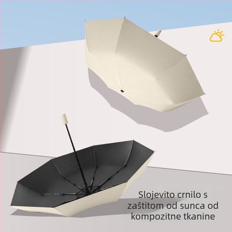 3-segmentni automatski kišobran za odrasle, UV zaštita UPF>50, čelični okvir s 8 rebara, mogućnost tiska logotipa