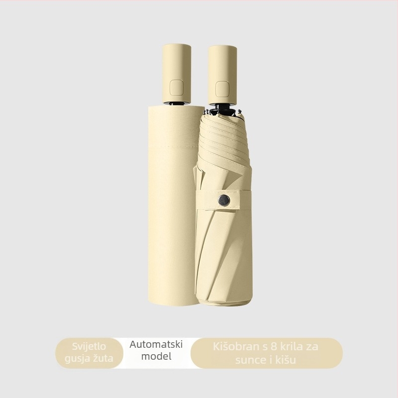 3-segmentni automatski kišobran za odrasle, UV zaštita UPF>50, čelični okvir s 8 rebara, mogućnost tiska logotipa