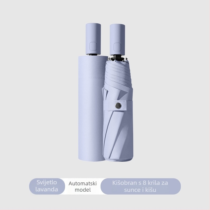 3-segmentni automatski kišobran za odrasle, UV zaštita UPF>50, čelični okvir s 8 rebara, mogućnost tiska logotipa