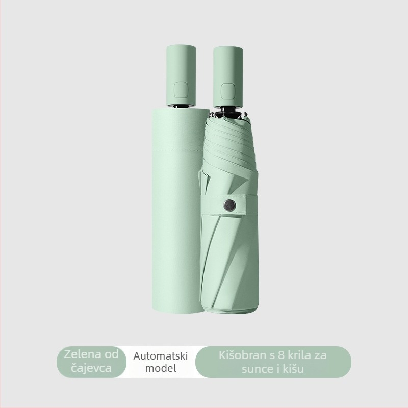 3-segmentni automatski kišobran za odrasle, UV zaštita UPF>50, čelični okvir s 8 rebara, mogućnost tiska logotipa