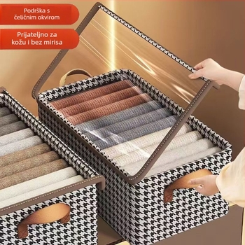 Kutija za odlaganje odjeće s poklopcem, sklopiva od netkanog materijala, 26 L, uzorak mreže, model QH-020