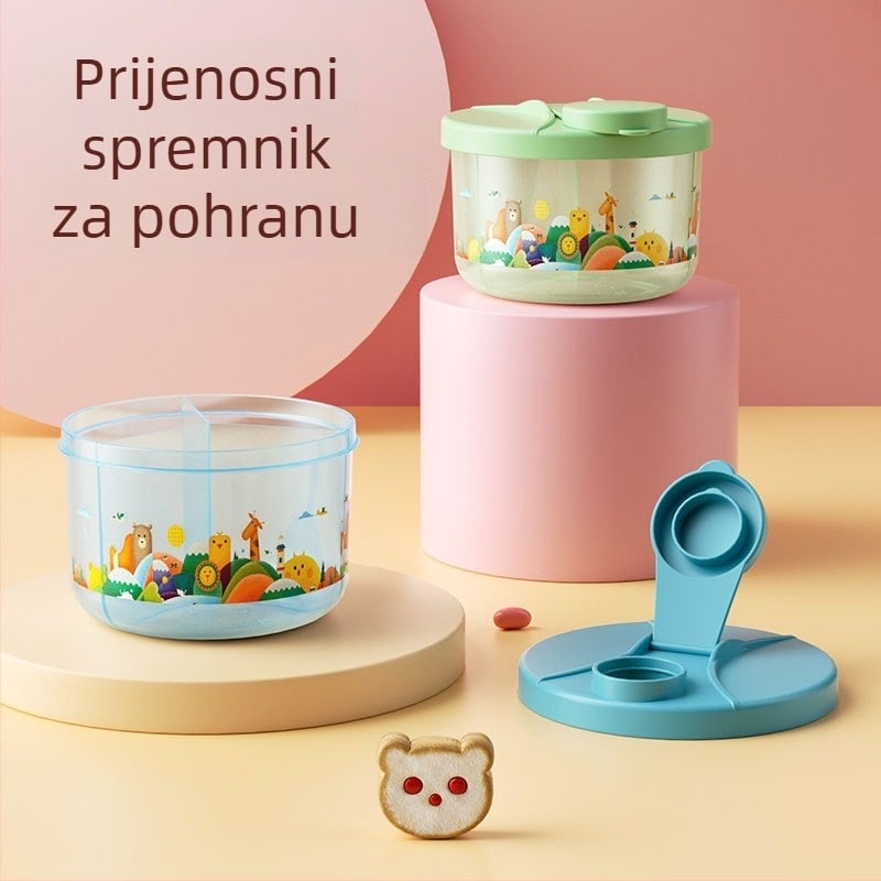 ALGO rotirajuća kutija za bebinu formulu, prijenosna kutija s tri odjeljka za čuvanje mlijeka u prahu