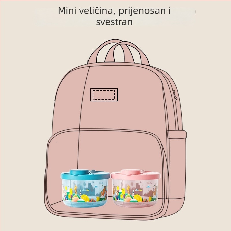 ALGO rotirajuća kutija za bebinu formulu, prijenosna kutija s tri odjeljka za čuvanje mlijeka u prahu