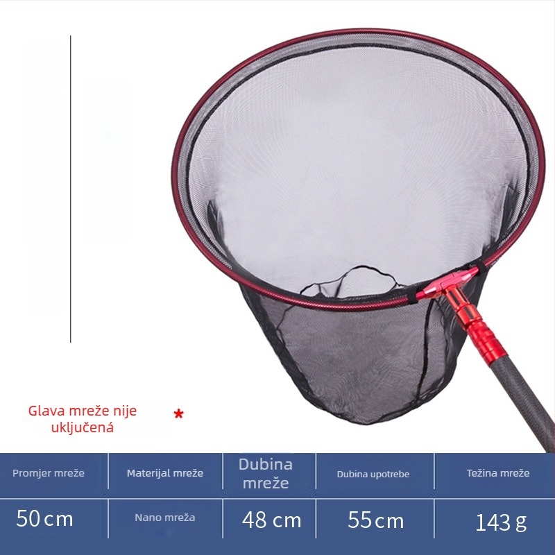 Pole Holder karbonska trokutasta sklopiva glava mreže za ribolov, 8 mm vijak