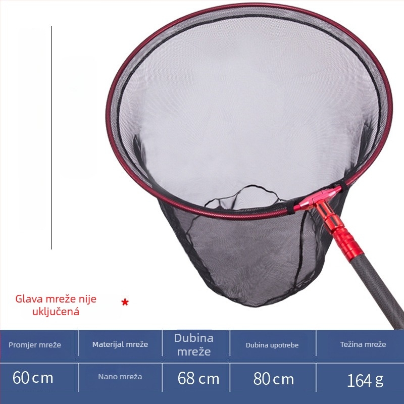 Pole Holder karbonska trokutasta sklopiva glava mreže za ribolov, 8 mm vijak