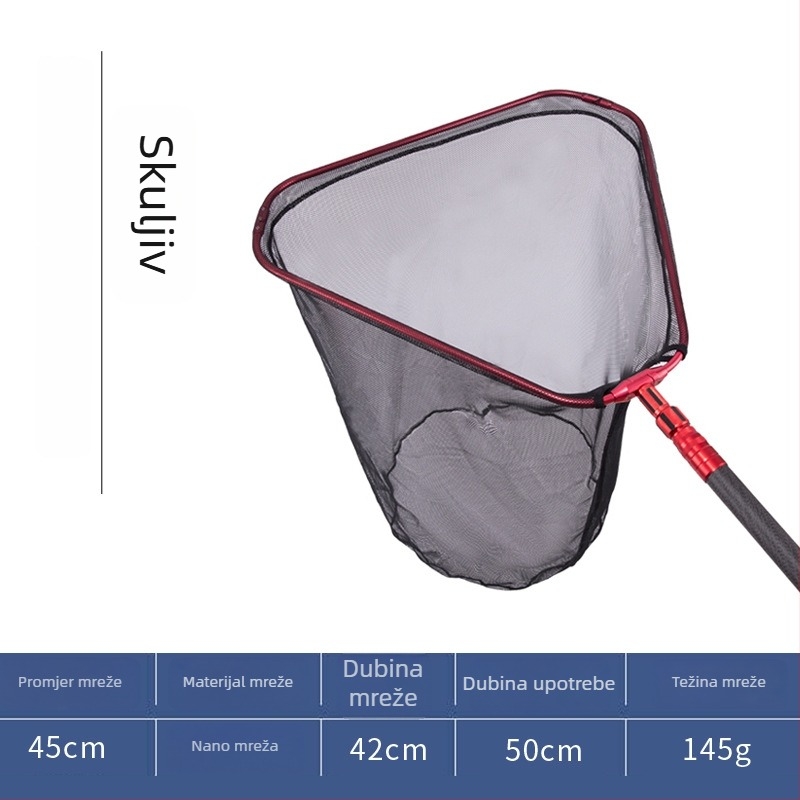 Pole Holder karbonska trokutasta sklopiva glava mreže za ribolov, 8 mm vijak