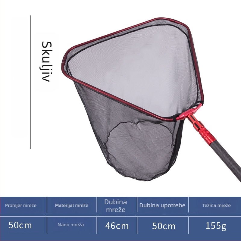 Pole Holder karbonska trokutasta sklopiva glava mreže za ribolov, 8 mm vijak