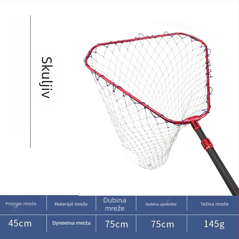 Pole Holder karbonska trokutasta sklopiva glava mreže za ribolov, 8 mm vijak