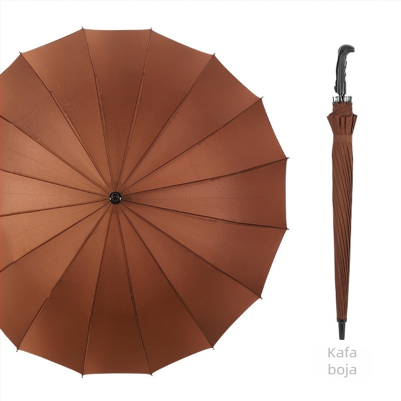 Dugi kišobran s dugom drškom, 16 rebara, ručno otvaranje, tiskanje logotipa i mogućnost prilagodbe