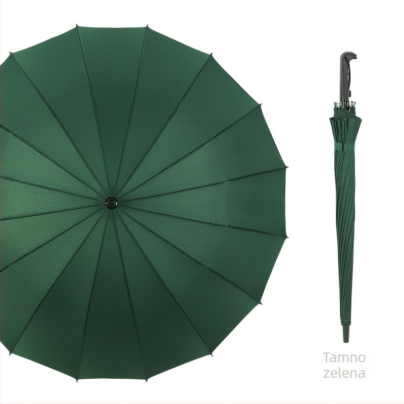 Dugi kišobran s dugom drškom, 16 rebara, ručno otvaranje, tiskanje logotipa i mogućnost prilagodbe