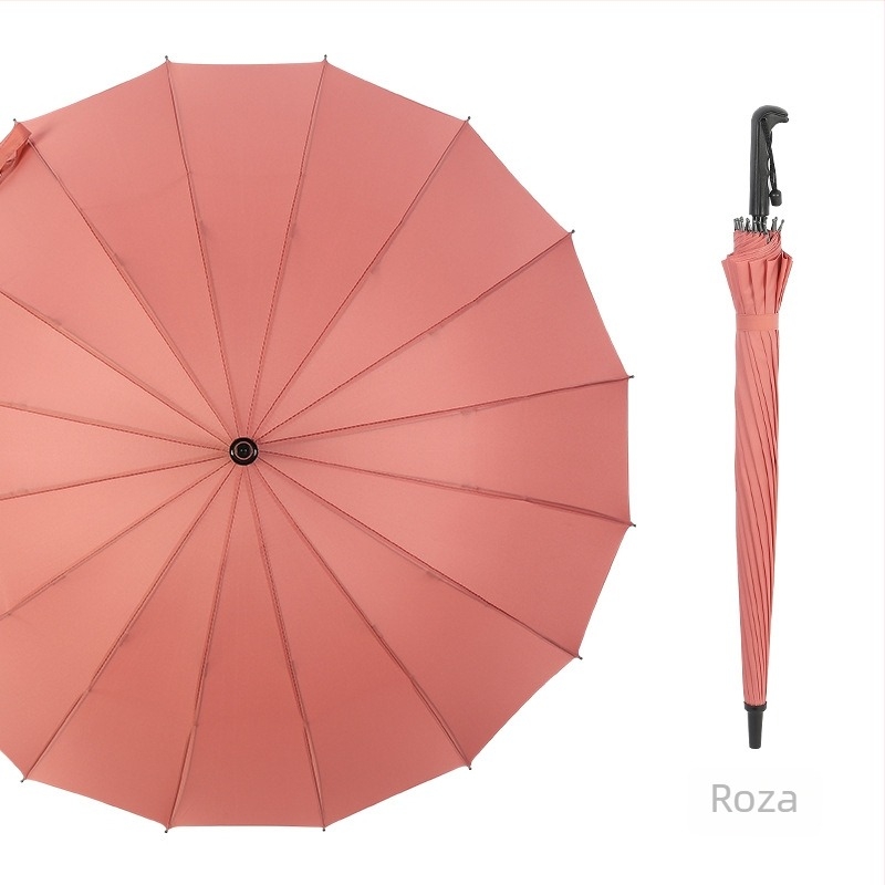 Dugi kišobran s dugom drškom, 16 rebara, ručno otvaranje, tiskanje logotipa i mogućnost prilagodbe