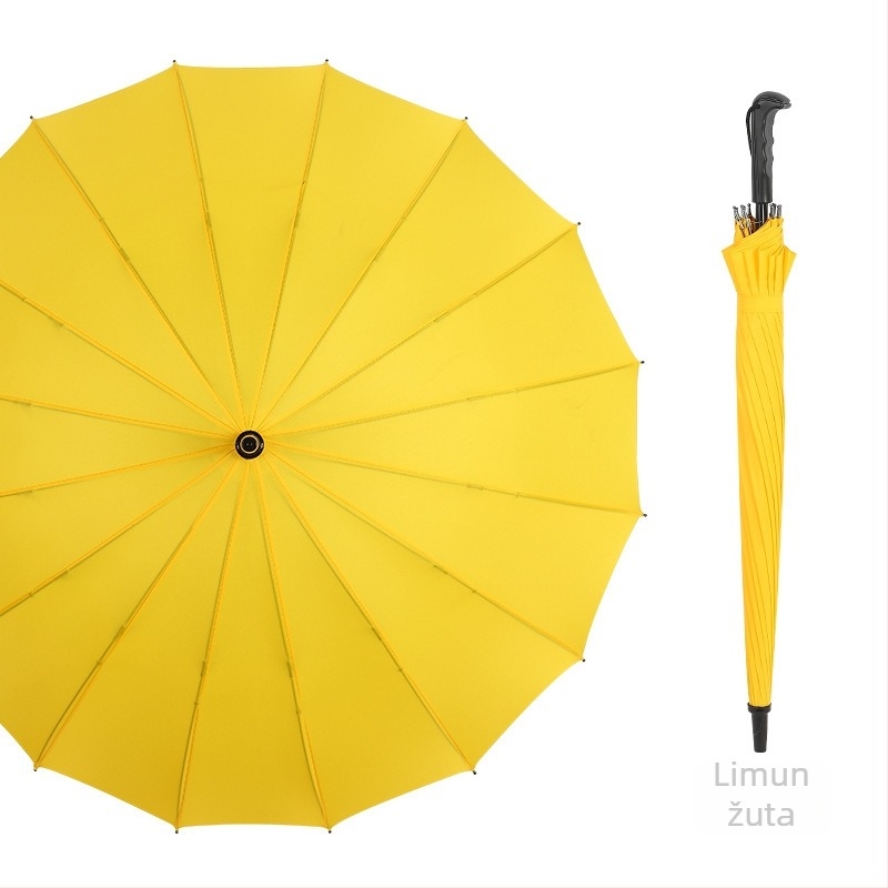 Dugi kišobran s dugom drškom, 16 rebara, ručno otvaranje, tiskanje logotipa i mogućnost prilagodbe