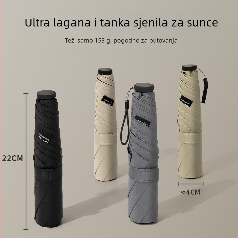 Sklopivi kišobran s 6 rebara od vlakna, aluminijska osovina, plastična ručka, ručno otvaranje/zatvaranje, UV zaštita UPF > 50