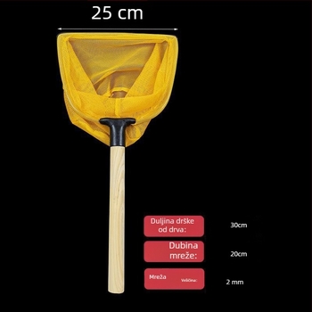 Mreža za ribolov s drvenom drškom, mala oka (Materijal: drvo)