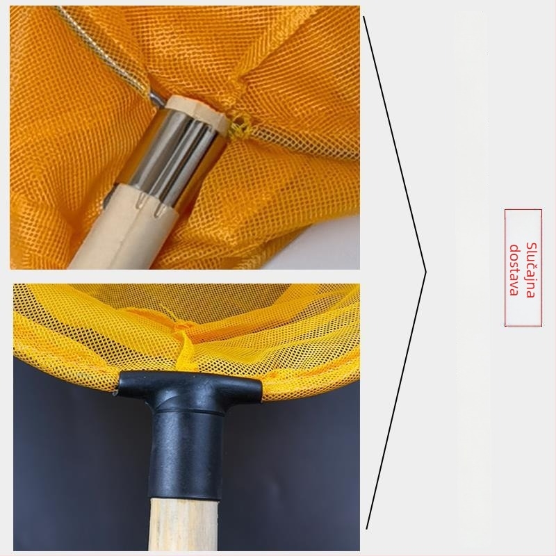 Mreža za ribolov s drvenom drškom, mala oka (Materijal: drvo)