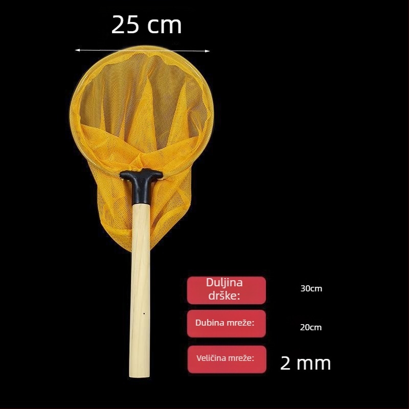 Mreža za ribolov s drvenom drškom, mala oka (Materijal: drvo)