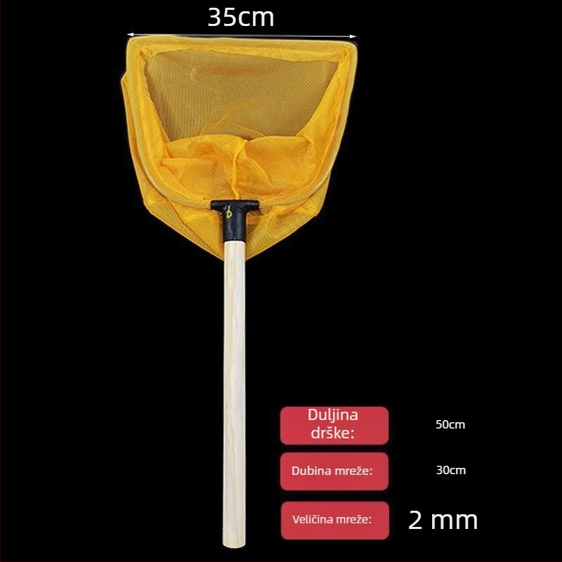 Mreža za ribolov s drvenom drškom, mala oka (Materijal: drvo)