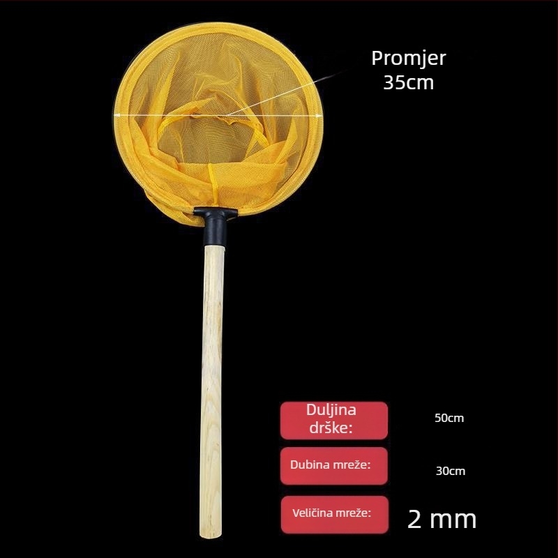 Mreža za ribolov s drvenom drškom, mala oka (Materijal: drvo)