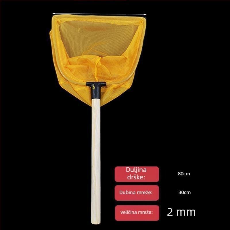 Mreža za ribolov s drvenom drškom, mala oka (Materijal: drvo)