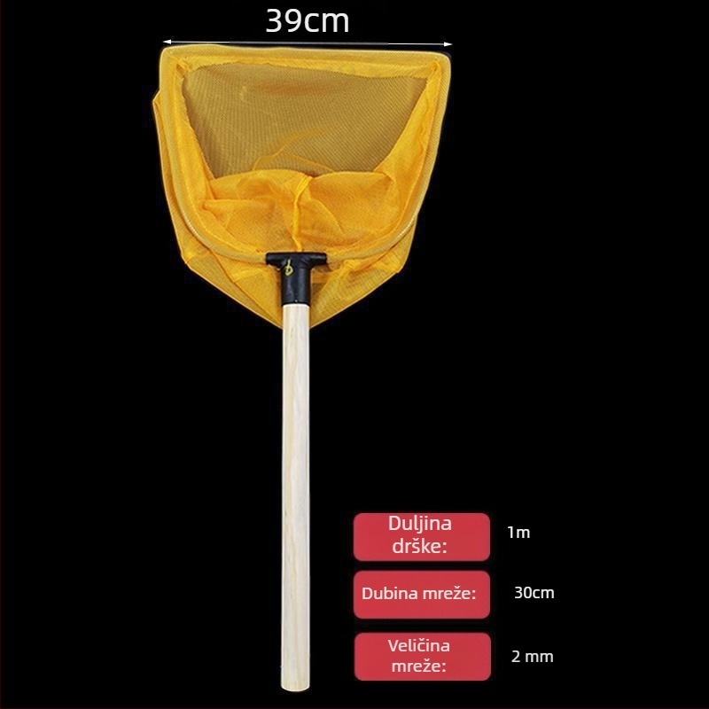 Mreža za ribolov s drvenom drškom, mala oka (Materijal: drvo)