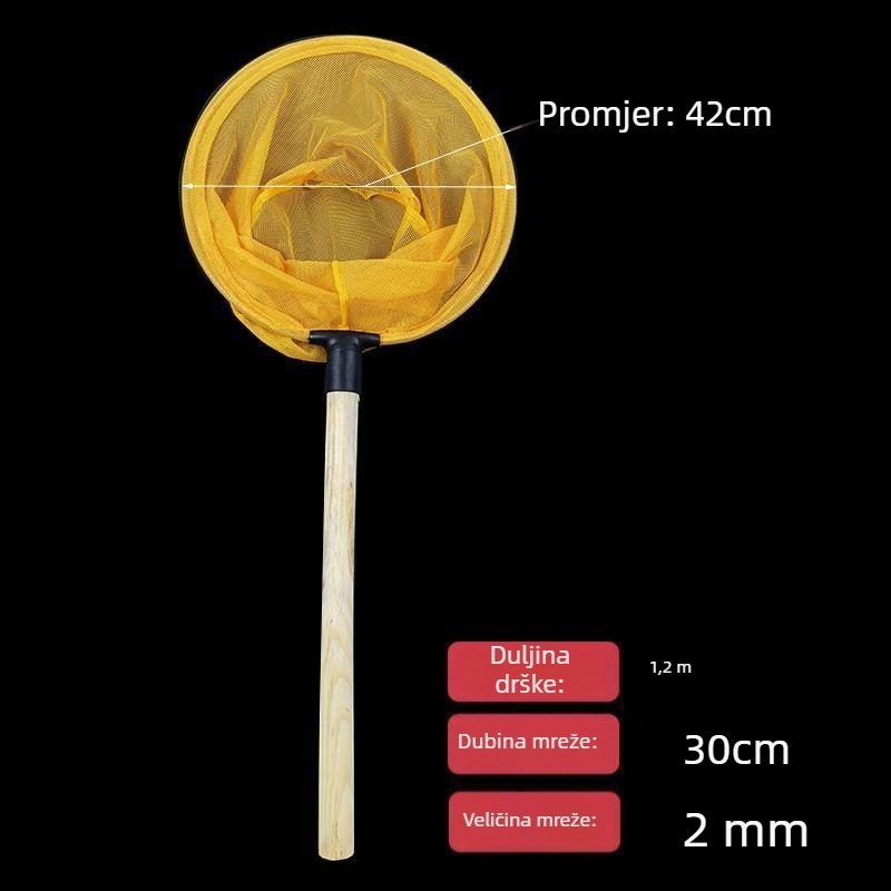 Mreža za ribolov s drvenom drškom, mala oka (Materijal: drvo)