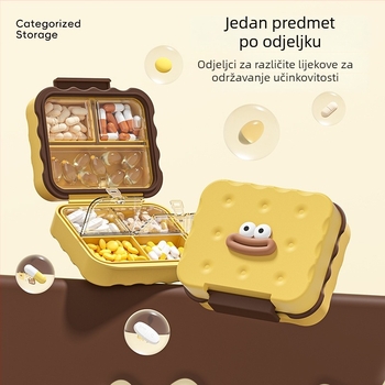 Prenosna kutija za tablete s 7 pretinaca, vodootporna, sklopiva, s pregradama, od PP i silikagela