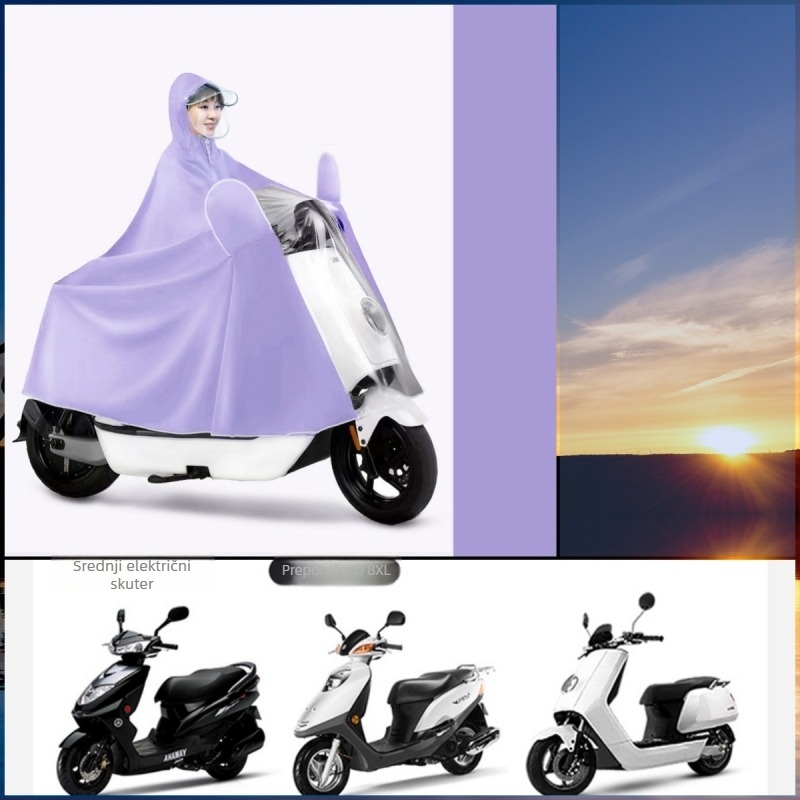 Kišni pončo za motocikl i električno vozilo – debeli Oxford materijal, PU premaz, za dvije osobe