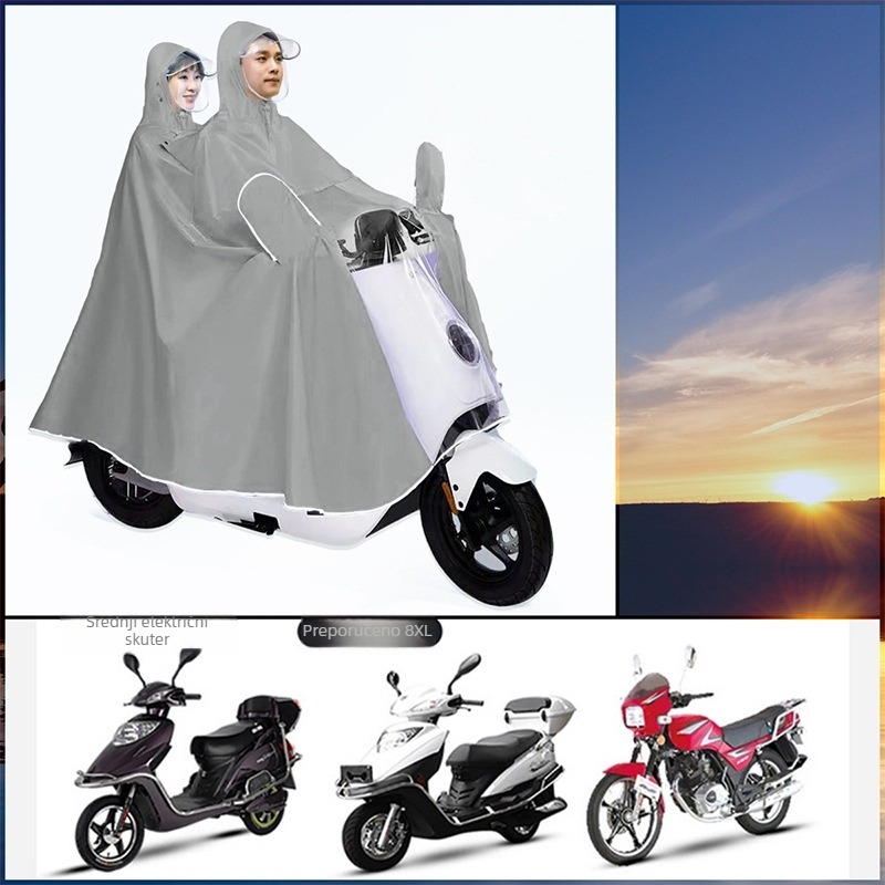 Kišni pončo za motocikl i električno vozilo – debeli Oxford materijal, PU premaz, za dvije osobe