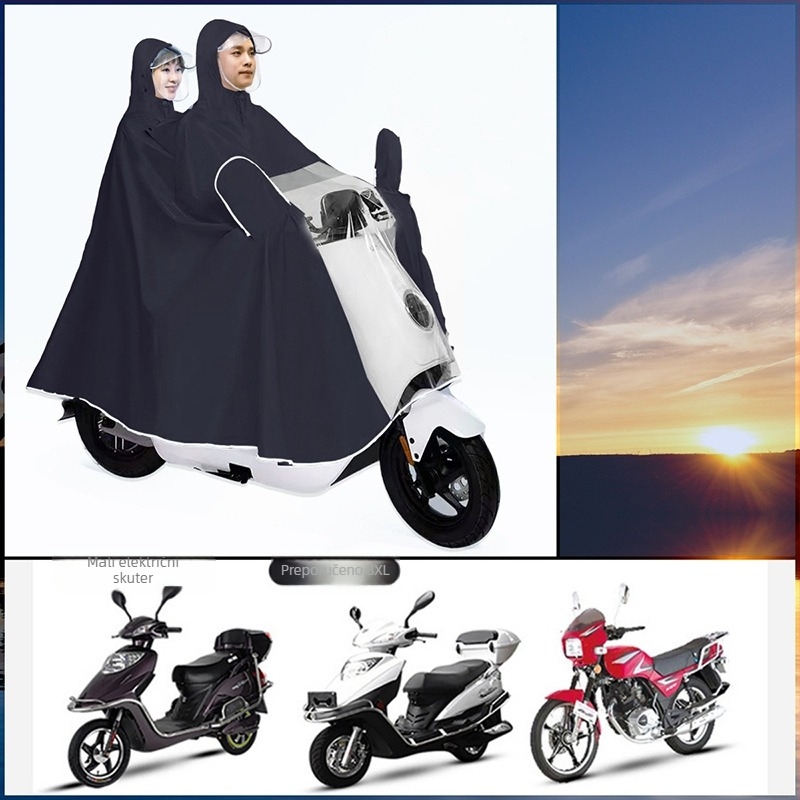 Kišni pončo za motocikl i električno vozilo – debeli Oxford materijal, PU premaz, za dvije osobe
